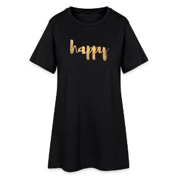 Happy Gold Happy Happiness Police cursive de luxe - Robe T-shirt Femme - noir - Devant