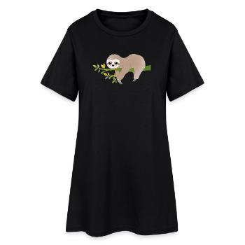 Relaxed Sloth – Charming Relax Motif - Women’s T-Shirt Dress - black - Front