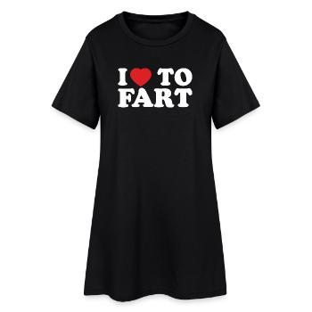 Cœur Rouge Sur Fond Noir "I Love To Fart" - Robe T-shirt Femme - noir - Devant
