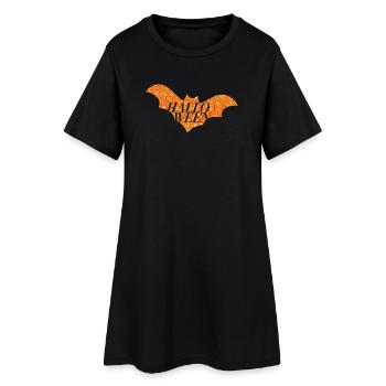 Halloween Orange Glitter Bat Silhouette - Women’s T-Shirt Dress - black - Front