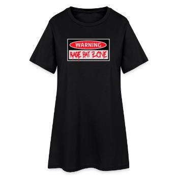 Warning Rage Bait Caution Zone Schild Spaß Warnung - Frauen T-Shirt-Kleid - Schwarz - Vorne