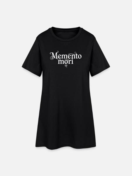 Memento Mori - Latin Quote Skull White - Women’s T-Shirt Dress - black