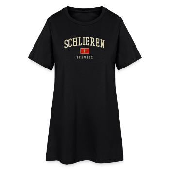Schlieren Schweiz Vintage Schrift & Flagge - Frauen T-Shirt-Kleid - Schwarz - Vorne