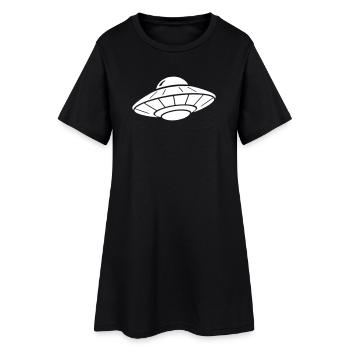 UFO Raumschiff Clean Silhouette Vektor - Frauen T-Shirt-Kleid - Schwarz - Vorne
