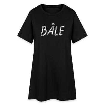 Bale en lettrage brush blanc - Robe T-shirt Femme - noir - Devant