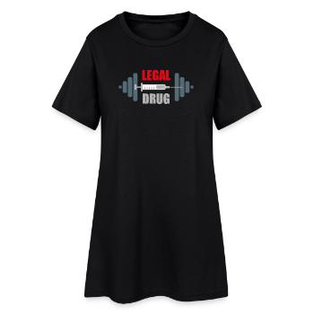 Humour de salle de sport Accro à la musculation - Robe T-shirt Femme - noir - Devant