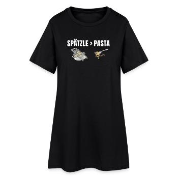 Spätzle sind besser als Pasta Schwäbisch - Frauen T-Shirt-Kleid - Schwarz - Vorne