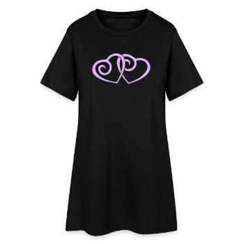Verliebte Doppelherzen Linienkunst - Frauen T-Shirt-Kleid - Schwarz - Vorne