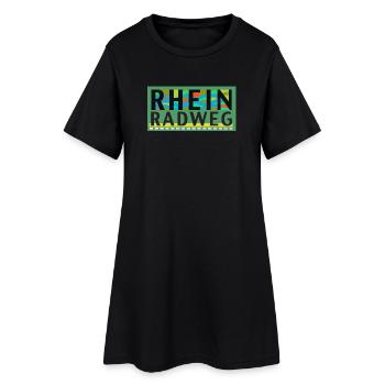 Rheinradweg - Frauen T-Shirt-Kleid - Schwarz - Vorne