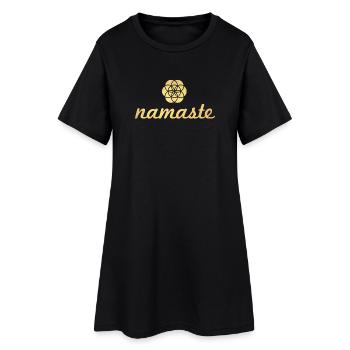 Namaste Yoga Gold Flower of Life Shanti Ornament - Women’s T-Shirt Dress - black - Front