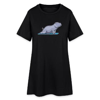 Hippopotamus Yoga Gymnastique - Robe T-shirt Femme - noir - Devant