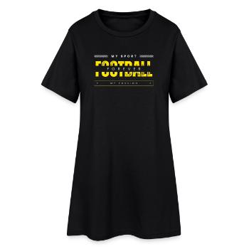 Fußball, mein Sport, meine Leidenschaft, gelb - Frauen T-Shirt-Kleid - Schwarz - Vorne