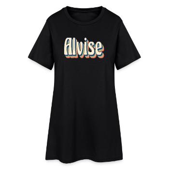 Alvise Retro T-Shirt Vintage T-Shirt Geschenkidee - Frauen T-Shirt-Kleid - Schwarz - Vorne