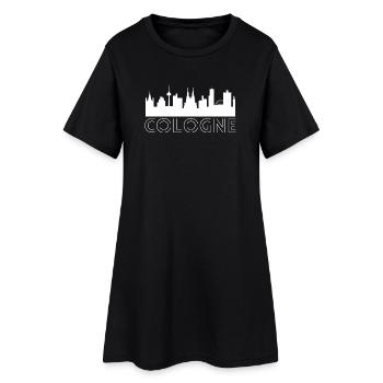 Motif Cologne avec silhouette de la ville en blanc - Robe T-shirt Femme - noir - Devant