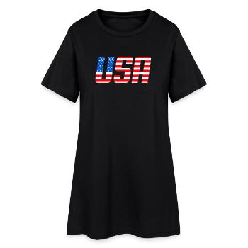Drapeau américain des étoiles et bandes - Robe T-shirt Femme - noir - Devant
