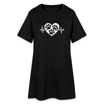 Cœur fait de pattes de chien - Robe T-shirt Femme - noir - Devant