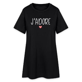 J'Adore Coeur Rose - Robe T-shirt Femme - noir - Devant