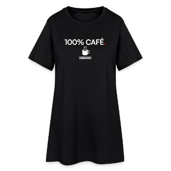 100% CAFÉ | Humour café - Robe T-shirt Femme - noir - Devant