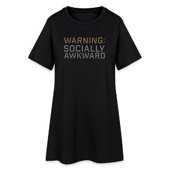 Warning Socially Awkward Lustig Sozial Unbeholfen - Frauen T-Shirt-Kleid - Schwarz - Vorne
