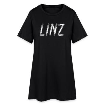 Linz Austria - Brush Stroke City Typography - Women’s T-Shirt Dress - black - Front