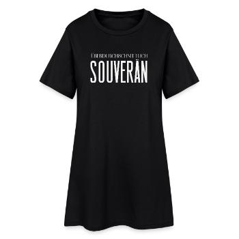 Überdurchschnittlich souverän – Statement Motiv - Frauen T-Shirt-Kleid - Schwarz - Vorne