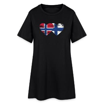 Norvège Finlande drapeau coeur utilisé - Robe T-shirt Femme - noir - Devant
