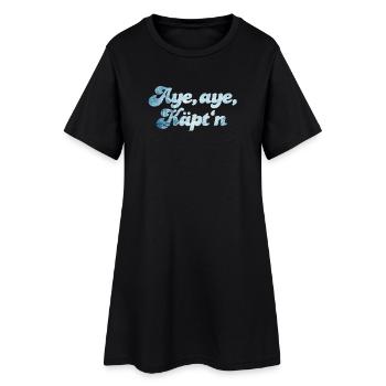 Aye Käpt'n Ahoi Moin maritim Segelschiff Meer - Frauen T-Shirt-Kleid - Schwarz - Vorne