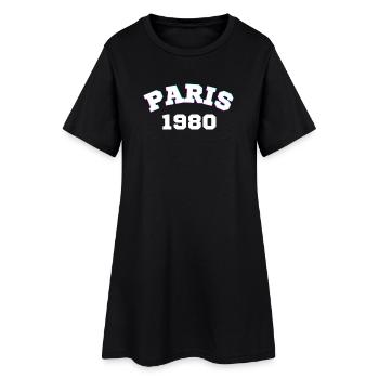 Paris 1980 Design - Frauen T-Shirt-Kleid - Schwarz - Vorne