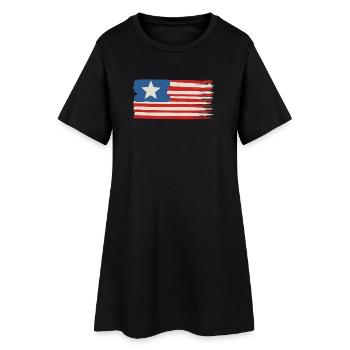 Une étoile Drapeau des États-Unis - Robe T-shirt Femme - noir - Devant