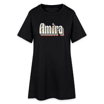 Amira T-Shirt Retro Vintage T-Shirt - Frauen T-Shirt-Kleid - Schwarz - Vorne