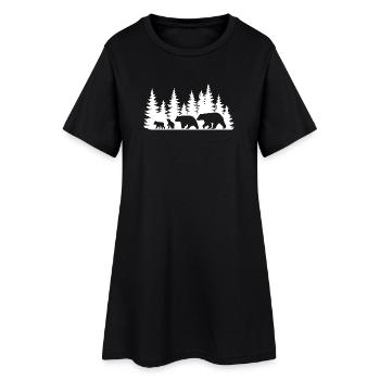 Silhouette Forêt Faune Design - Robe T-shirt Femme - noir - Devant