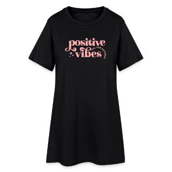 Vibes Positives en Typographie Rose - Robe T-shirt Femme - noir - Devant