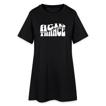 Acid Trance Fette Psychedelische Typografie - Frauen T-Shirt-Kleid - Schwarz - Vorne