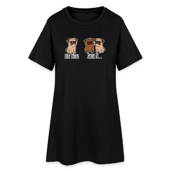 One pug - two M? Yes, what exactly? funny dogs! - Women’s T-Shirt Dress - black - Front