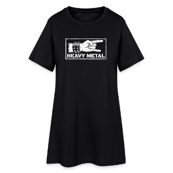 MetalhandHeavy Metal Rock Hand – Distressed Design - Frauen T-Shirt-Kleid - Schwarz - Vorne