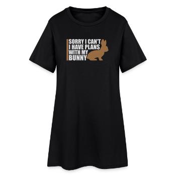 Sorry I Can't I Have Plans With My Bunny Hase Logo - Women’s T-Shirt Dress - black - Front
