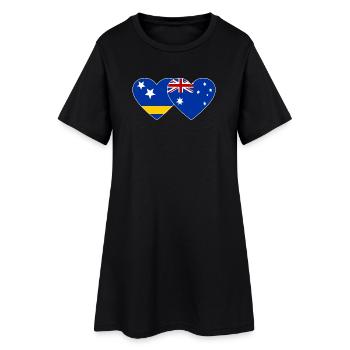 Curacao_Australien_Flagge_Herz - Frauen T-Shirt-Kleid - Schwarz - Vorne