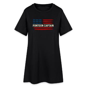 Pontonkapitän Bootssee-Leben - Frauen T-Shirt-Kleid - Schwarz - Vorne