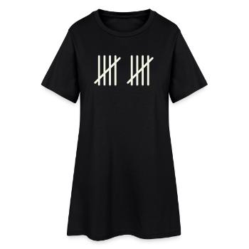 10 Striche - Frauen T-Shirt-Kleid - Schwarz - Vorne