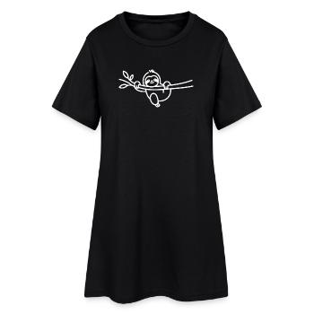 Entspanntes Faultier am Ast Tiermotiv - Frauen T-Shirt-Kleid - Schwarz - Vorne
