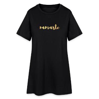 Namaste Yoga Or Méditation Chemise Écriture Manuscrite om - Robe T-shirt Femme - noir - Devant