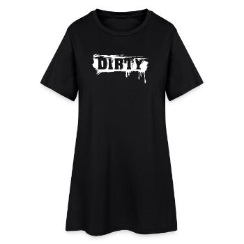 dirty brush lettering graffiti used look - Frauen T-Shirt-Kleid - Schwarz - Vorne