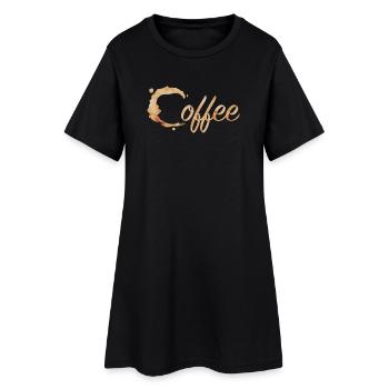 Café Tache Typographie Café - Robe T-shirt Femme - noir - Devant