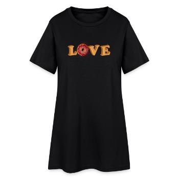 Lettrage de beignets Love en 3D pour les fans de beignets - Robe T-shirt Femme - noir - Devant