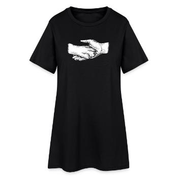 Hund und Herrchen - Hand und Pfote Silhouette - Frauen T-Shirt-Kleid - Schwarz - Vorne
