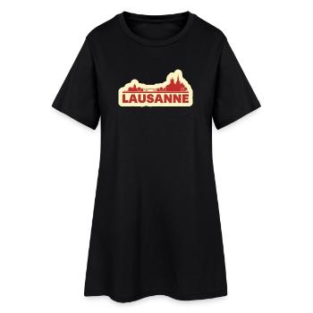 Lausanne Skyline Retro - Women’s T-Shirt Dress - black - Front