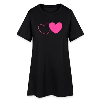pink heart heart pink red heart pink heart pattern - Women’s T-Shirt Dress - black - Front
