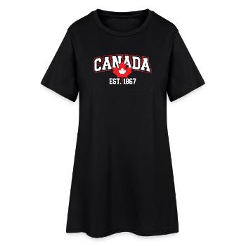 Canada Patriotic Maple Leaf Design - Women’s T-Shirt Dress - black - Front