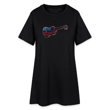Hawaiian Ukulele Uke American Flag - Women’s T-Shirt Dress - black - Front