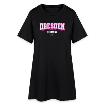 Dresden Retro Emblem Pink - Frauen T-Shirt-Kleid - Schwarz - Vorne